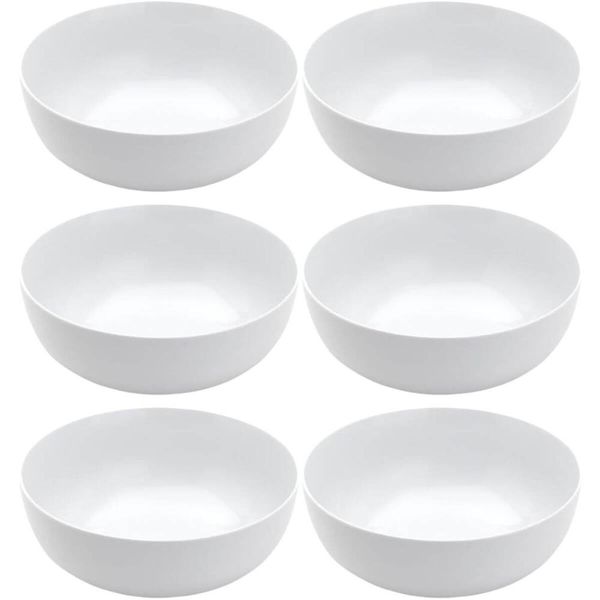 Kit 6 Saladeiras de Melamina Brancas 25cm Tigela 3,5L Cumbuca Grande Restaurante
