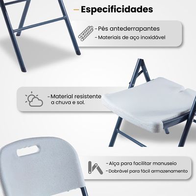 Kit 02 Cadeiras Dobráveis Camping com Estrutura em Aço Loomber Branco