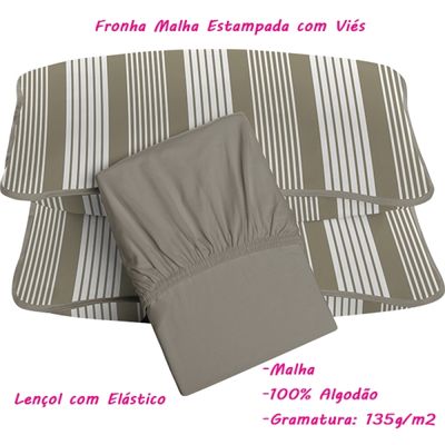 Jogo de Lençol KazzaVip King Malha 100% Algodão Orion 3 peças Linha Premium Castanho