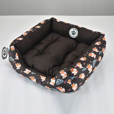 Cama Pet para Cães e Gatos KazzaVip Sarja 100% Poliéster Estampada Tamanho(M)Preto