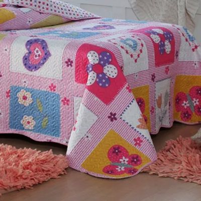 Kit Cobre Leito Bouti KazzaVip Solteiro Teen Microfibra 100% Poliéster Estampado Patchwork Stickers 2 peças Rosa