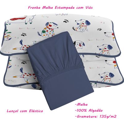 Jogo de Lençol KazzaVip Queen Malha 100% Algodão Apolo 3 peças Linha Premium Mediterrâneo