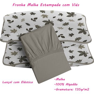Jogo de Lençol KazzaVip King Malha 100% Algodão Levi 3 peças Linha Premium Castanho
