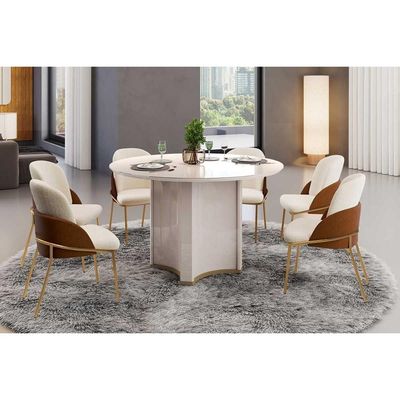 Mesa Sala Jantar Chanel + 6 Cads Vitta Off White DJ Móveis