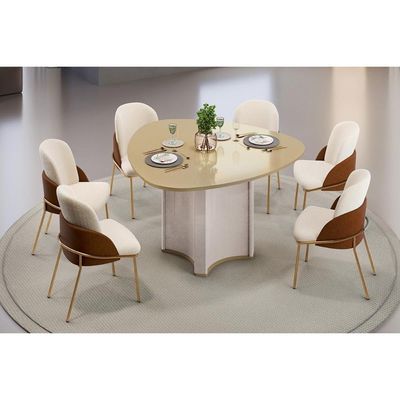 Mesa Sala Jantar Chanel + 6 Cads Vitta Off White DJ Móveis