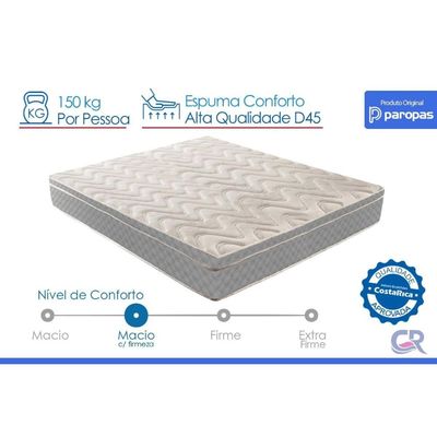 Conjunto Box Solteiro: Colchão Anatômico Paropas D45 Confort Mega Firme+Base CRC Black (88x188)