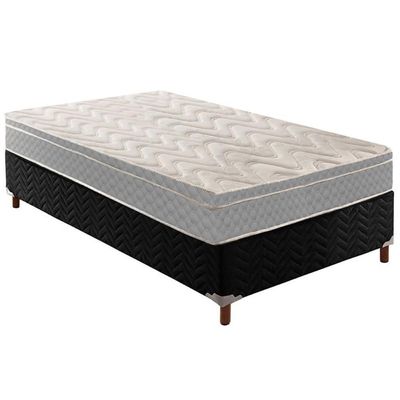 Conjunto Box Solteiro: Colchão Anatômico Paropas D45 Confort Mega Firme+Base CRC Black (88x188)