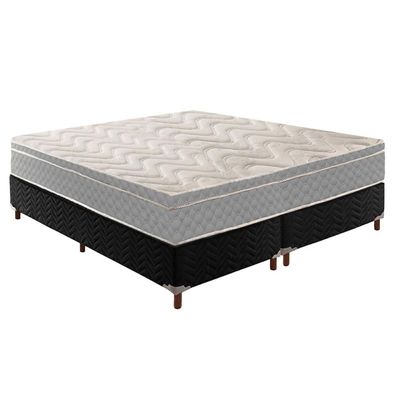 Conjunto Box Queen: Colchão Anatômico Paropas D45 Confort Mega Firme+Base CRC Black (158x198)