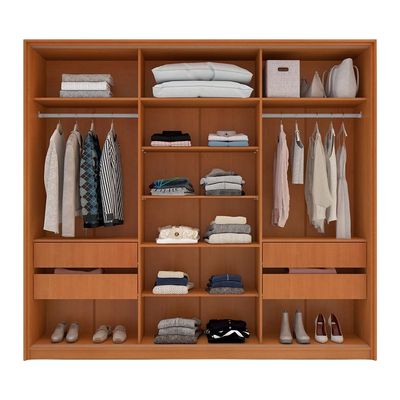 Guarda-Roupa Casal Madrid 3 Portas 4 Gavetas Freijó e Creme
