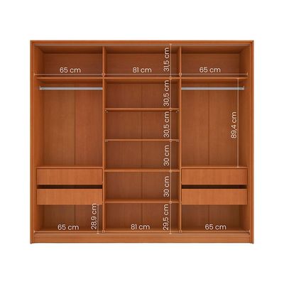 Guarda-Roupa Casal Madrid 3 Portas 4 Gavetas Freijó e Creme