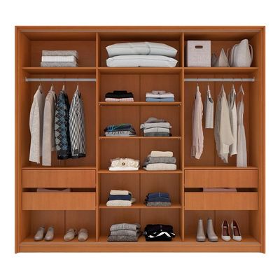 Guarda-Roupa Casal com Espelho Madrid 3 Portas 2 Gavetas Freijó e Creme
