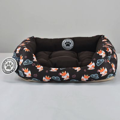 Cama Pet para Cães e Gatos KazzaVip Sarja 100% Poliéster Estampada Tamanho(M)Preto