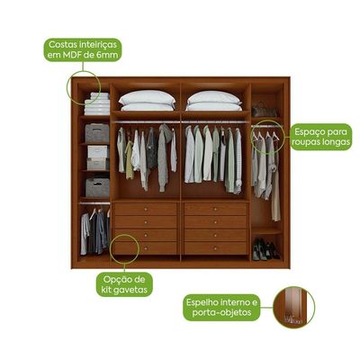 Guarda-Roupa Casal Imperatore 6 Portas 8 Gavetas Frassino