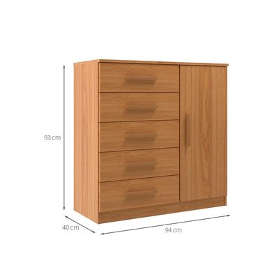 Cômoda Sapateira New Monaco 1 Porta 5 Gavetas Cinnamomo
