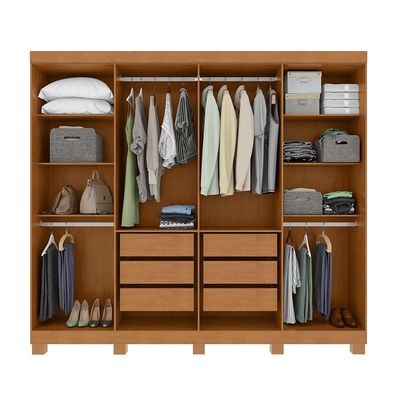 Guarda-Roupa Casal com Pés Serenata 8 Portas 6 Gavetas Amêndoa Clean