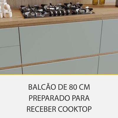 Cozinha Compacta Rainha 100% MDF 8 Portas 7 Gavetas Verde e Nature