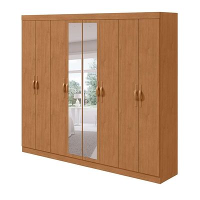 Guarda-Roupa Casal com Espelho Serenata 8 Portas 6 Gavetas Amêndoa Clean