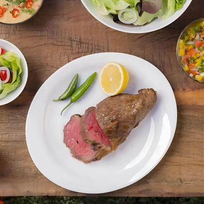 Jogo 6 Pratos Oval Branco Vidro Opalino Steak Essenza 30x26cm Servir Mesa Posta