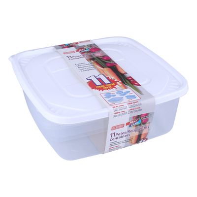 Conjunto de Potes São Bernardo Multiclick em Plástico Quadrado com 11 Peças - Item Sortido UNICA