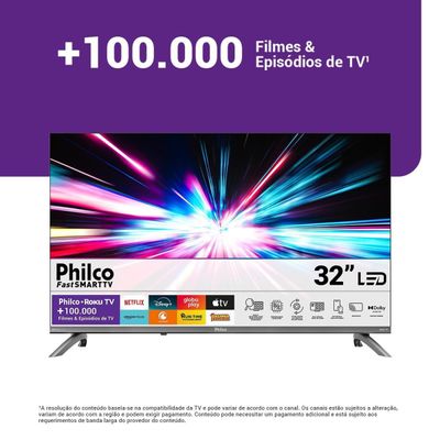 Smart TV 32" HD Philco P32CRB Roku TV HDR10 Dolby Audio