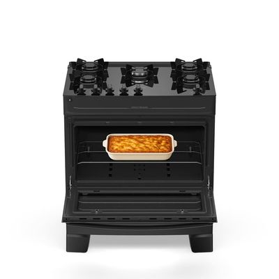 Fogão Atlas Mônaco Top Glass 5 Bocas com Mesa de Vidro e Mega Chama Bivolt Preto
