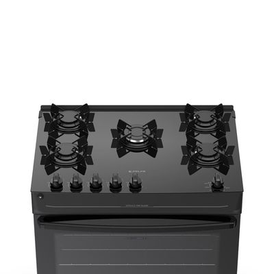 Fogão Atlas Mônaco Top Glass 5 Bocas com Mesa de Vidro e Mega Chama Bivolt Preto