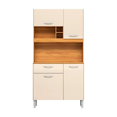 Kit de Cozinha Malta 4 Portas 1 Gaveta Off White e Cinamomo