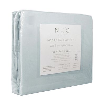 Jogo de Cama Casal Camesa Essencial Neo 100% Algodão Azul 4 Peças UNICA