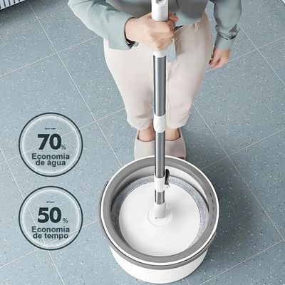 Esfregão Mop Giratório 360 com Balde Redondo Slim - Kit Completo
