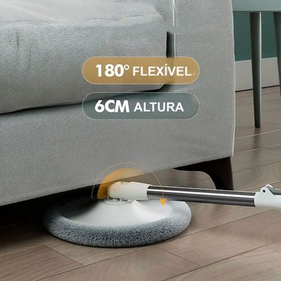 Esfregão Mop Giratório 360 com Balde Redondo Slim - Kit Completo