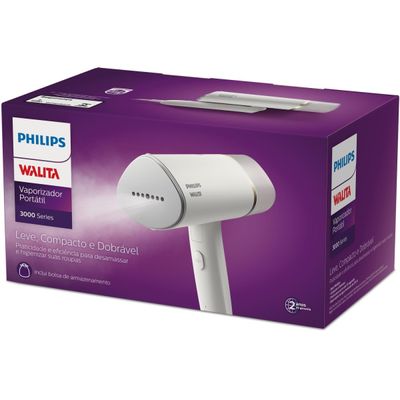 Vaporizador Portátil Philips Walita Série 3000 STH3020 1000W Dobrável Reservatório 120ml Branco branco / 220