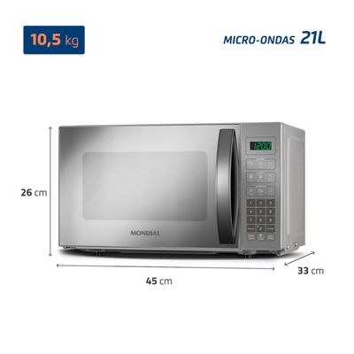 Micro-ondas Mondial MO-01-21-E 21 Litros Cinza Espelhado / 110