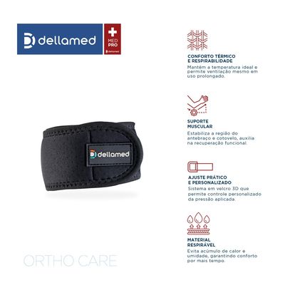 Par de Tennis Elbow Dellamed Ajustável com Neoprene unico / Preto