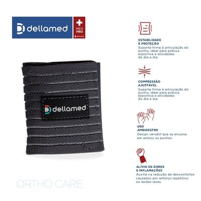 Par de Bandagem Elástica de Punho Ortho Care Dellamed unico / Cinza Chumbo