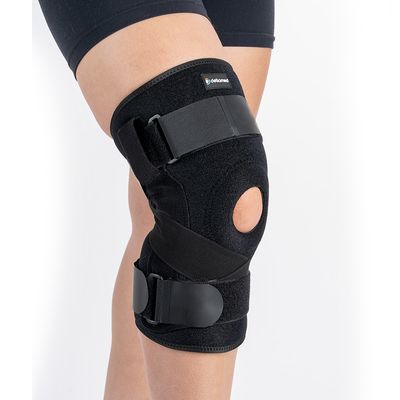Par de Joelheira Articulada com Cintas Cruzadas Ortho Care Dellamed G / Preto
