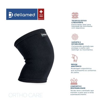 Par de Joelheiras Elástica Ortho Care Dellamed G / Preto