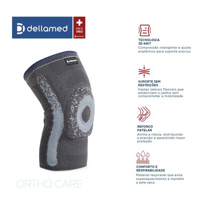 Par de Joelheira Knit Ortho Care Dellamed M / Preto