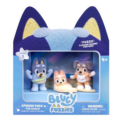Kit 3 Bonecos Colecionáveis Bluey Fuzzies - A Praia