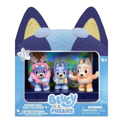 Kit 3 Bonecos Colecionáveis Bluey Fuzzies - Xilofone