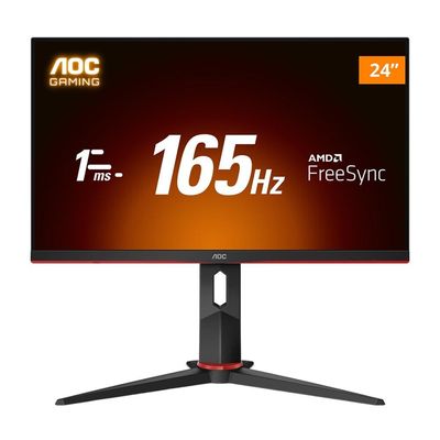 Monitor Gamer Widescreen VA 23,8" AOC 1920 x 1080 FHD 24G2S/BK, Entrada HDMI e VGA
