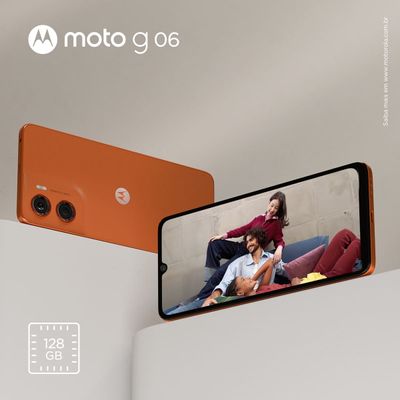 Smartphone Motorola Moto g06 4G Tela 6,9” 128GB Câmera 50MP Laranja
