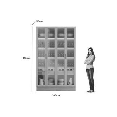 Cristaleira Sala Jantar Allure LED Reflecta 140cm Gris Linea