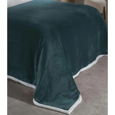 Cobertor Sherpa Dupla Face Queen Lar E Lazer Verde UN / Verde