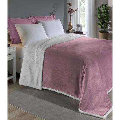 Cobertor Sherpa Dupla Face Casal Lar E Lazer Rosa UN / Rosa