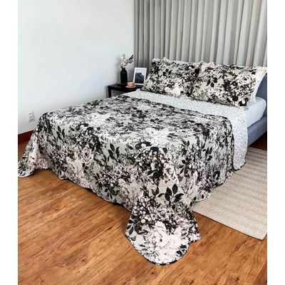 Cobreleito Casal Estampado Dupla Face Lepper Preto UN / Preto