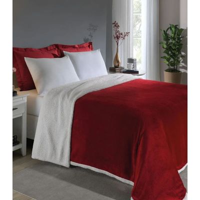 Cobertor Sherpa Dupla Face Queen Lar E Lazer Vermelho UN / Vermelho