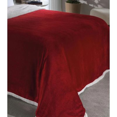 Cobertor Sherpa Dupla Face Queen Lar E Lazer Vermelho UN / Vermelho