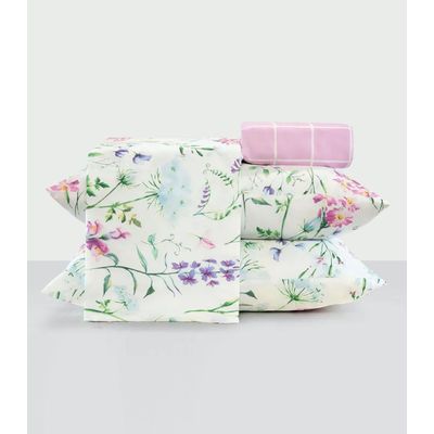 Jogo De Cama Casal Floral 200 Fios Lar e Lazer Bege UN / Bege