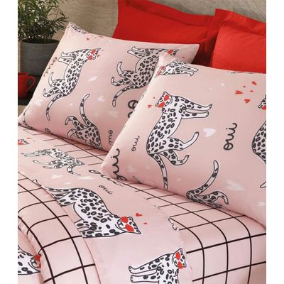 Jogo De Cama King Leopardo 4 Peças Lar E Lazer Rosa UN / Rosa