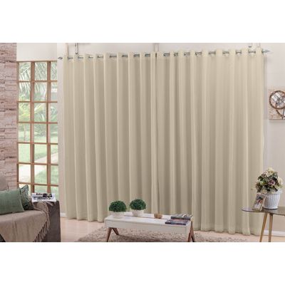 Cortina 3,00x2,50 Sala Quarto Cozinha Voil Blackout Tecido Pérola
